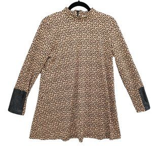 Tyler Boe Tunic Womens Multicolor Printed Mock Neck Long Sleeve Top Size S